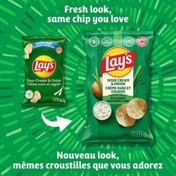 Lay's Sour Cream & Onion Flavoured Potato Chips - 220 g | Zehrs