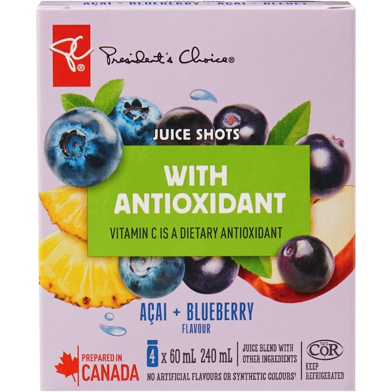 PC® Açaí + Blueberry Flavour Juice Shots Juice Blend with Antioxidant and Other Ingredients