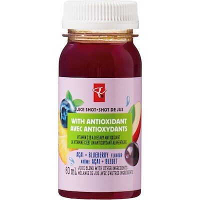 Shots de mélange de jus avec d'autres ingrédients - Açai et saveur de bleuets