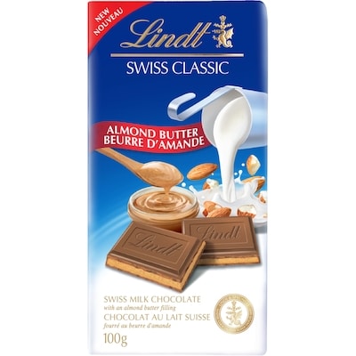 Lindt SWISS CLASSIC Milk Chocolate Almond Butter Bar 100 g, $5.49/100g
