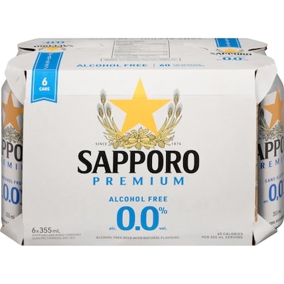 Sapporo Premium Alcohol Free Beer With Natural Flavours 6x355.0 ml, $0.63/100ml