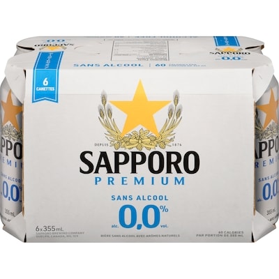 Sapporo Premium bière sans alcool avec arômes naturels 6x355.0 ml, 0,56 $/100ml