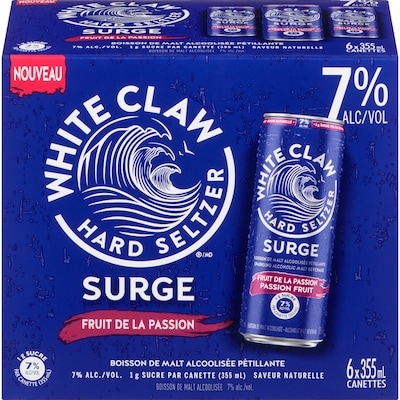 WHITE CLAW Boisson de alcoolisée pétillante fruit de la passion (Pièce d’identité requise au moment du ramassage) 6x355.0 ml, 0,76 $/100ml