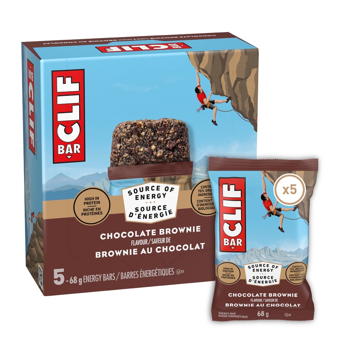 CLIF BAR Energy Bars, Chocolate Brownie 5x68.0 g, $3.09/100g