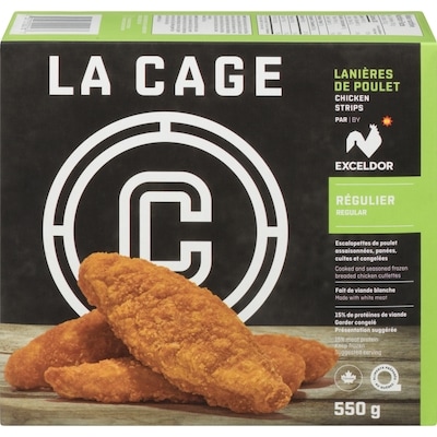 La Cage Lanières de poulet régulier 550 g, 1,45 $/100g