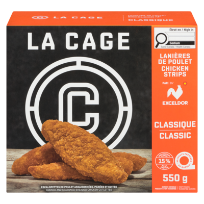 La Cage Lanières de poulet régulier 550 g, 2,36 $/100g