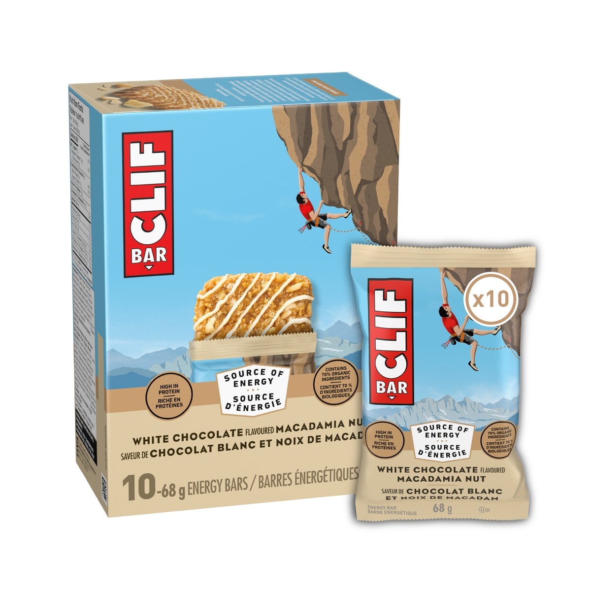 CLIF BAR Energy Bars, White Chocolate Macadamia Nut 10x68.0 g, $1.91/100g