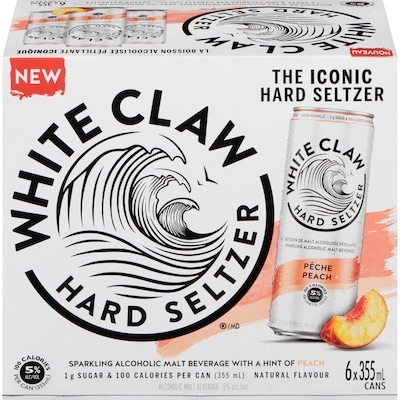 WHITE CLAW Alcoholic Beverage Peach (ID required at pick-up) 6x355.0 ml, $0.72/100ml