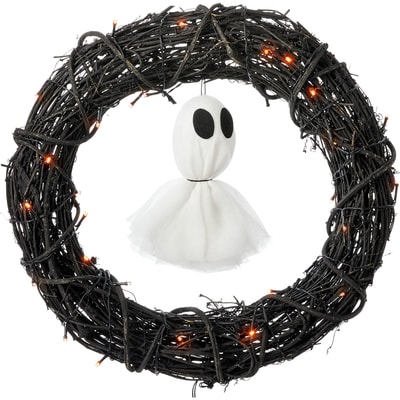 Couronne d’Halloween en rotin à DEL