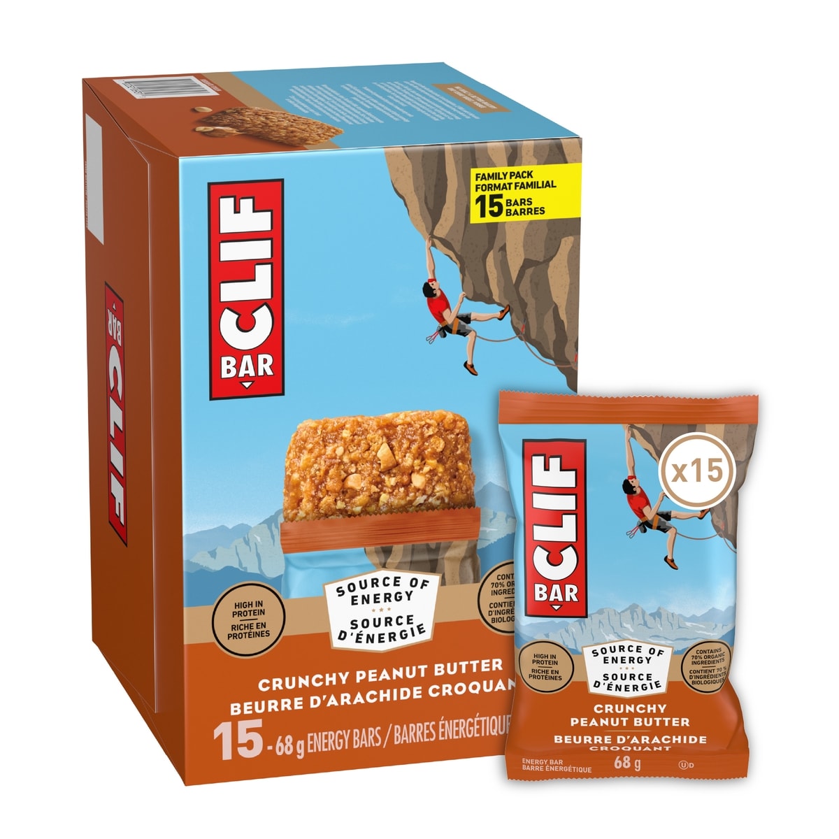 Clif Barres énergétiques BAR Beurre d’arachide croquant 15x68.0 g, 3,14 $/100g
