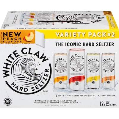 WHITE CLAW Sparkling Alcoholic Beverage Variety Pack #2 (ID required at pick-up) 12x355.0 ml, $0.62/100ml