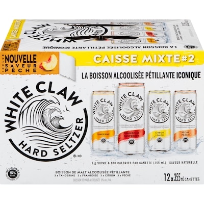 WHITE CLAW Boisson de alcoolisée pétillante caisse mixte #2 (Pièce d’identité requise au moment du ramassage) 12x355.0 ml, 0,62 $/100ml