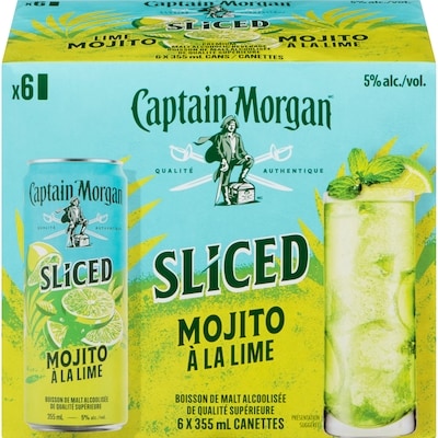 Captain Morgan Boisson de alcoolisée de qualité supérieure mojito à la lime (Pièce d’identité requise au moment du ramassage) 6x355.0 ml, 0,75 $/100ml