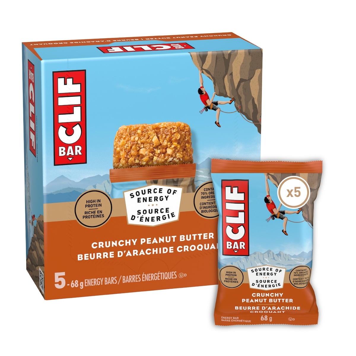 CLIF BAR Energy Bars, Crunchy Peanut Butter 5x68.0 g, $3.09/100g