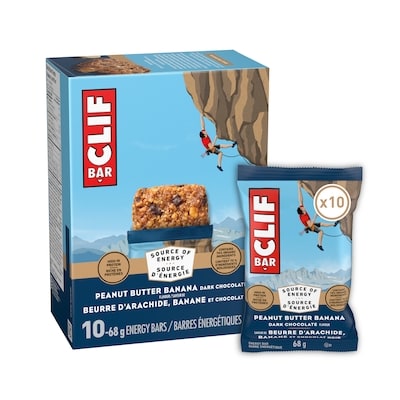 Clif Barres énergétiques Beurre d’arachide, banane et chocolat noir 10x68.0 g, 2,35 $/100g