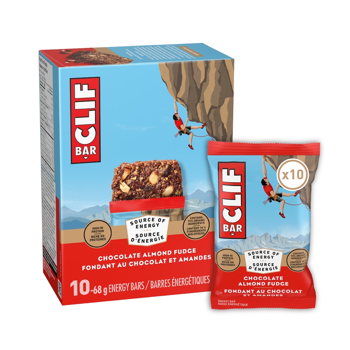 CLIF BAR Energy Bars, Chocolate Almond Fudge 10x68.0 g, $1.91/100g