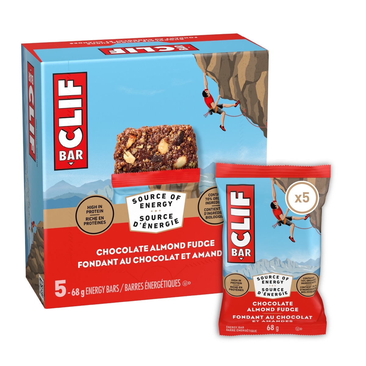 CLIF BAR Energy Bars, Chocolate Almond Fudge 5x68.0 g, $3.09/100g