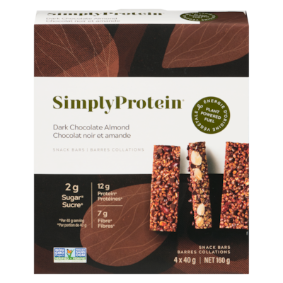 Simply Protein Snack Bars Dark Chocolate Almond 4x40.0 g, $6.25/100g