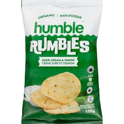 Humble Chips de pommes de terre ondulées crème sure et oignon biologique 135 g, 3,70 $/100g