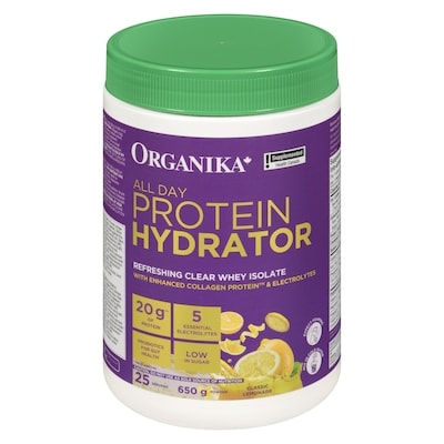 Organika All Day Protein Hydrator Powder Classic Lemonade 650 g, $12.92/100g