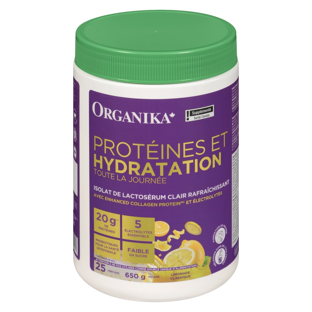 Organika Protéines et hydratation toute la journée poudre limonade classique 650 g, 12,92 $/100g