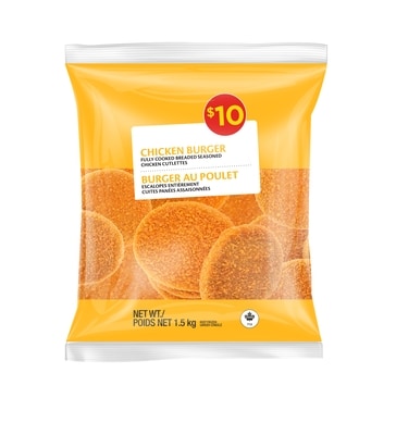 null Chicken Burgers, Fully Cooked & Breaded 1.5 kg, $0.67/100g