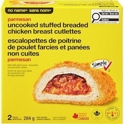 No Name Parmesan Uncooked Stuffed Breaded Chicken Breast Cutlettes 284 g, $1.76/100g