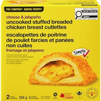 No Name Cheese and Jalapeno Uncooked Stuffed Breaded Chicken Breast Cutlettes 284 g, $1.76/100g