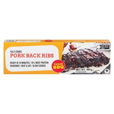 null Fully Cooked Pork Back Ribs Texas Bbq 680 g, $1.47/100g