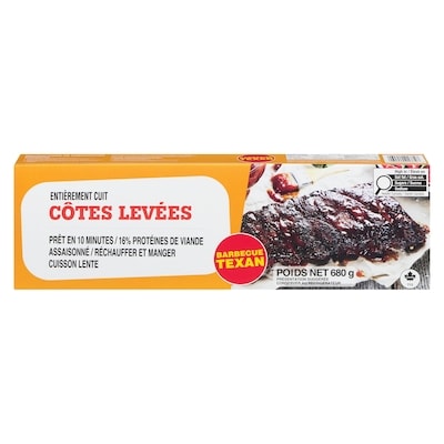 null Entièrement cuit côtes levées barbeque texan 680 g, 1,47 $/100g