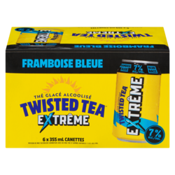 Twisted Tea Thé glacé alcoolisé framboise bleue (Pièce d’identité requise au moment du ramassage) 6x355.0 ml, 0,61 $/100ml