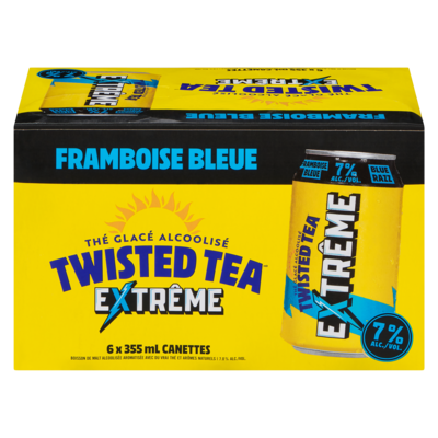 Twisted Tea Thé glacé alcoolisé framboise bleue (Pièce d’identité requise au moment du ramassage) 6x355.0 ml, 0,70 $/100ml