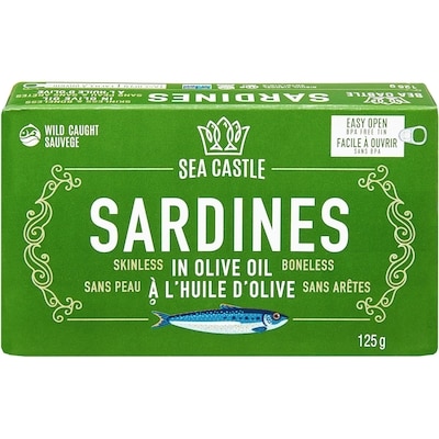 Sea Castle Sardines in Olive Oil, Skinless Boneless 125 g, $3.19/100g