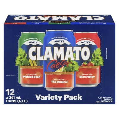Mott's Caesar Alcoholic Malt Beverage Variety Pack (ID required at pick-up) 12x341.0 ml, $0.64/100ml