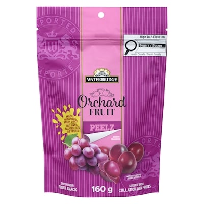 Waterbridge Candy Orchard Fruit Peelz Grape Flavour Fruit Snack 160 g, $2.18/100g