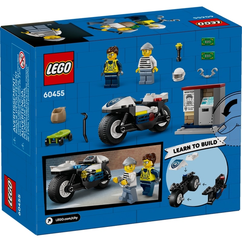 City Police Motorcycle Chase Building Toy 60455