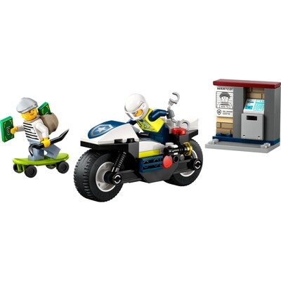 City La Poursuite en Moto de Police, Jouet, Ensemble de Moto pour les 4 Ans et Plus 60455