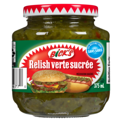 Bick’s Relish verte sucrée 375 ml, 1,20 $/100ml