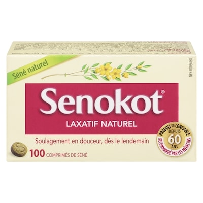 Senokot Laxatif naturel 100 ea, 0,17 $/1ch