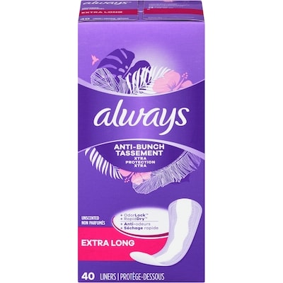 Always Liner Unscented, Extra Long 40-count 40 ea, $0.17/1ea