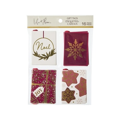 Life at Home Ensemble de 16 étiquettes-cadeaux des fêtes – Noël 16 ea, 0,19 $/1ch