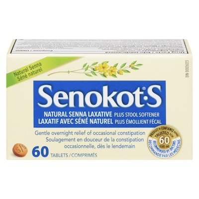 Senokot Natural Senna Laxative Plus Stool Softener 60 ea, $0.29/1ea