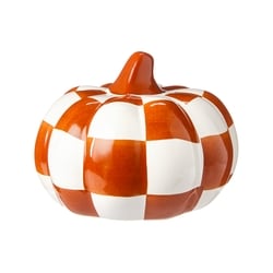 null Checkered Ceramic Pumpkin Decoration 4 in - Brown 1 ea, $8.00/1ea