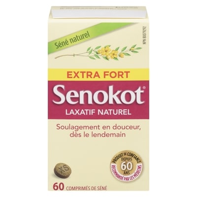 Senokot Laxatif naturel extra fort 60 ea, 0,29 $/1ch