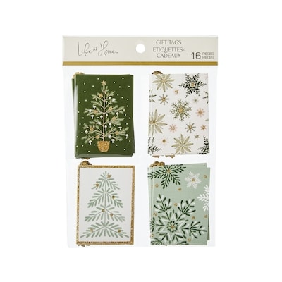 Life at Home Ensemble de 16 étiquettes-cadeaux – flocons de neige 16 ea, 0,19 $/1ch