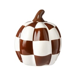 null Checkered Ceramic Pumpkin Decoration 6 in - Dark Brown 1 ea, $8.00/1ea