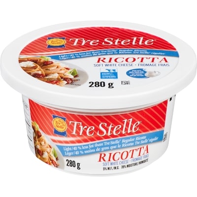 Tre Stelle Soft White Cheese Ricotta 5% M.F. 280 g, $1.79/100g
