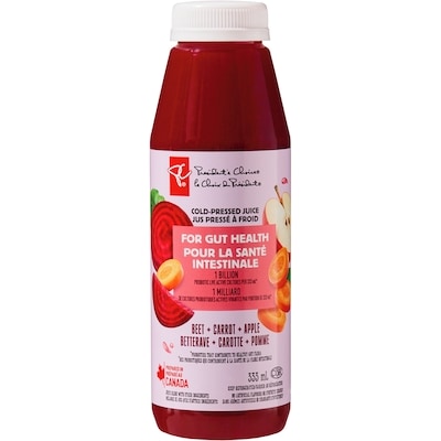 President's Choice Beet + Carrot + Apple Cold Pressed Juice with Probiotics for Gut Health 333 ml, $1.50/100ml