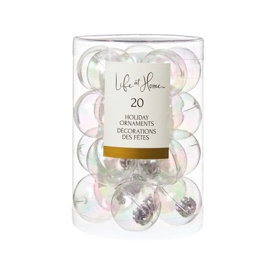 Life at Home Décorations des fêtes, assortiment de 20 boules translucides – iridescent 1 ea, 5,00 $/1ch