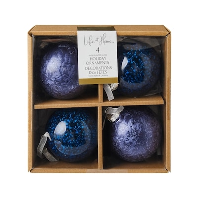 Life at Home Frosted Glass Ornaments 4 Pack - Blue 4 ea, $3.50/1ea